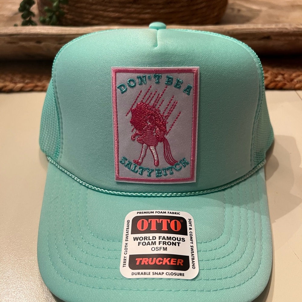 OTTO Green and Pink Trucker Hat with Adjustable Closure